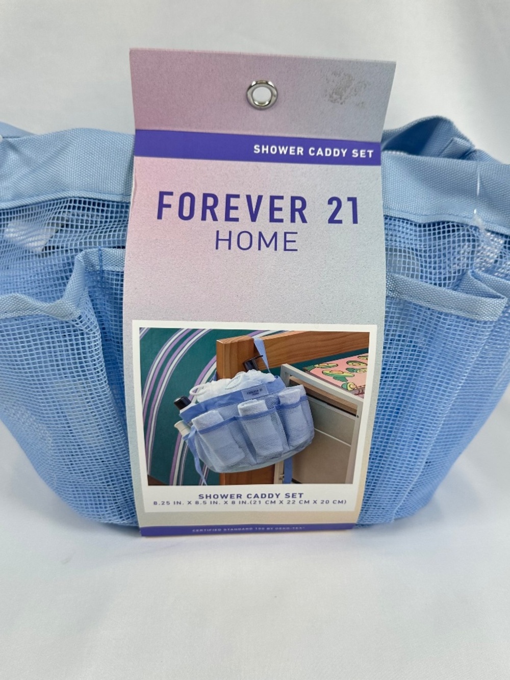 Forever 21 Home Collection, Shower Caddy Set w/4 Washcloths and 2 Loofahs, Blue